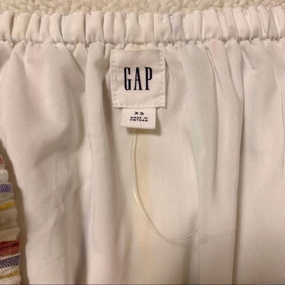 GAP Strapless White Pastel Metallic Stripe Ruffle Dress - Picture 11 of 13